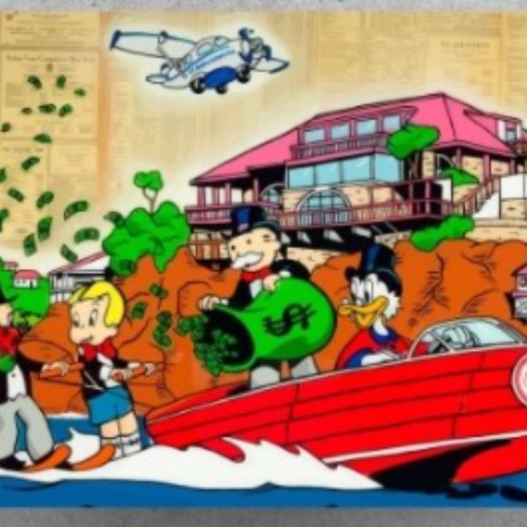 Alec Monopoly Money Boat Print - Picture 1 of 2